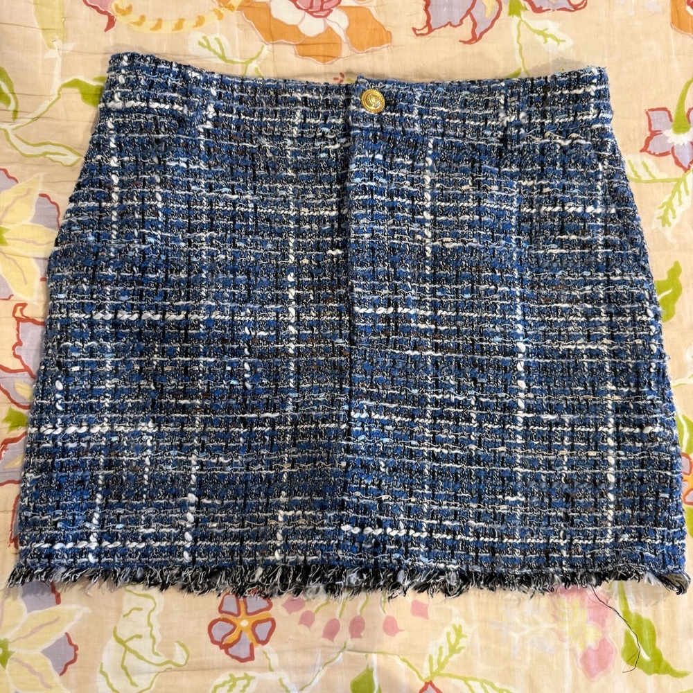 Zara Blue Tweed Mini Skirt